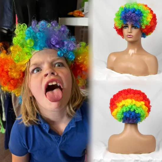 Qianmei Cosplay and Halloween Wigs: Fluffy Afro, Synthetic Hair, Suitable for Men and Women