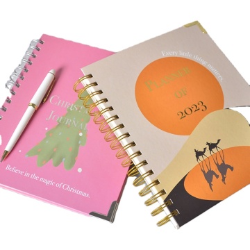 Customizable Hardcover Gold Spring Bound Planner Notebook with Foil Stamping Logo