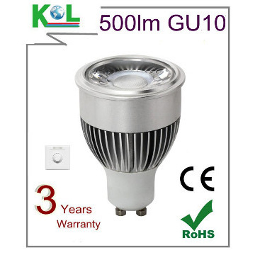 HIGH EFFICIENCY LED GU10 LAMP 8W COB SHARP CHIP 500LM(WW) CE&RoHS