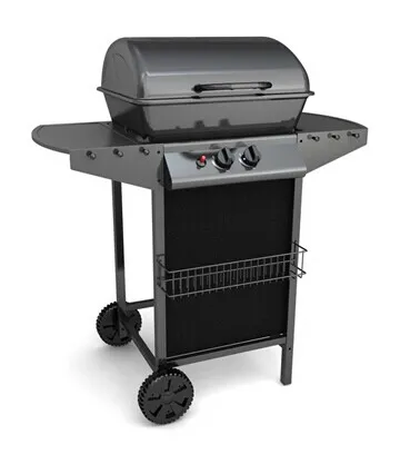 Powder Coated Gas BBQ Grill with 2 Burners