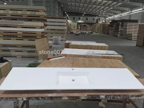 Solid surface bathroom white color vanity top