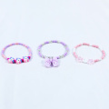 Pulsera de 12x14 mm Purple Bow Girl Set de 3 piezas