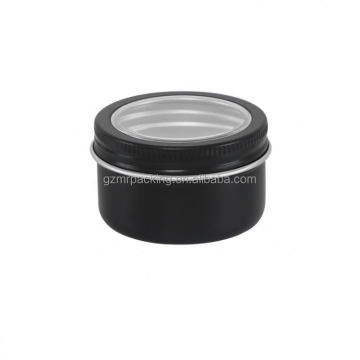 Matte Black Aluminum Tin Jar Cosmetics Jar 50ml with Window
