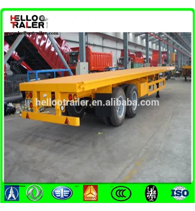 2 FUWA axle 20ft flatbed container trailer