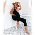 Women's V Neck Spaghetti Strap Harem Leg Jumpsuit