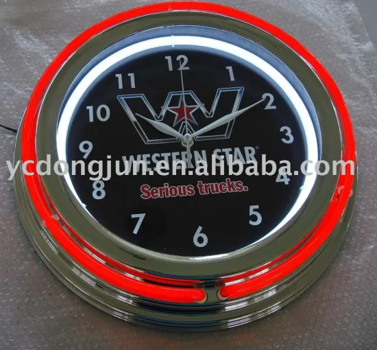 double neon tubes neon clock