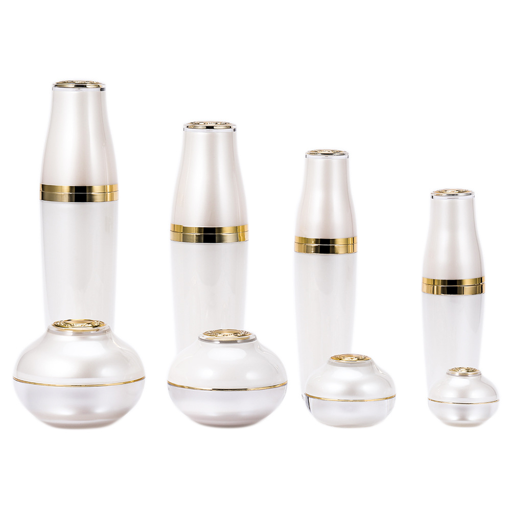 Alta qualità da 30 ml 50 ml 100 ml di plastica in plastica oro cosmetici bianchi oro vuoto ceretta per cura della pelle barattoli set bottiglie di lusso