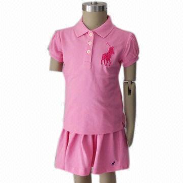 Girl's skirts with polo shirt, made of 100% cotton