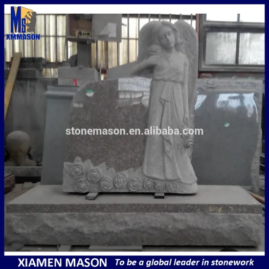 Carved rose weeping granite angels monuments and headstones with hand