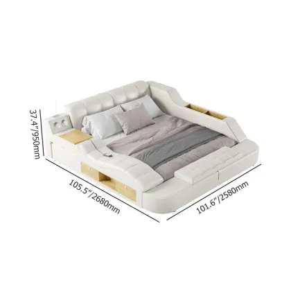Nova King Size Luxury Smart Massage Bed - Multifunctional PVC Leather Smart Bed with Massage Function