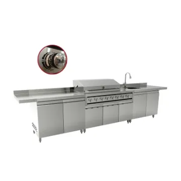 BBQ Island Stainless Steel Sink Gas Grill Outdoor Kitchen Cabinet with Built in Fridge