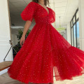 Sparkle Starry Starry Tulle Puffy Sleeve Prom Robes