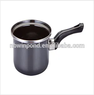 Die cast aluminium enamel milk warm pot with handle