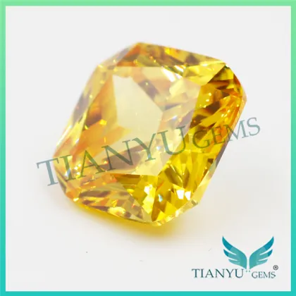 Wholesale Synthetic Zircon Gemstone Suqare Cut Corner L- Gold Yellow Cubic Zirconia Jewelry