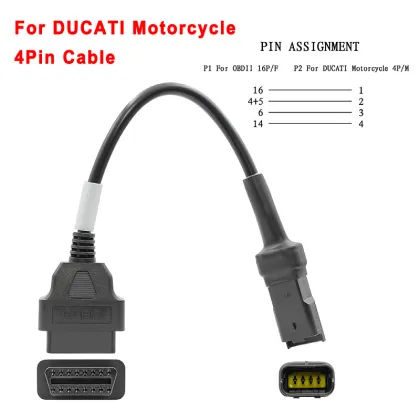 DUCATI Motorcycle 4 Pin to 16 Pin OBD Diagnostic Cable