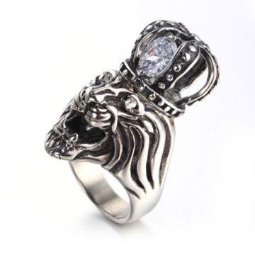 Kundenspezifischer Tierlöwe-Diamantkronenring