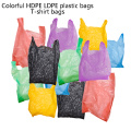 Recycled PE Gusseted Wicket Fashion Packaging Gift Grocery T Shirt Tote Reusable Shopping Colored Plastic Bag