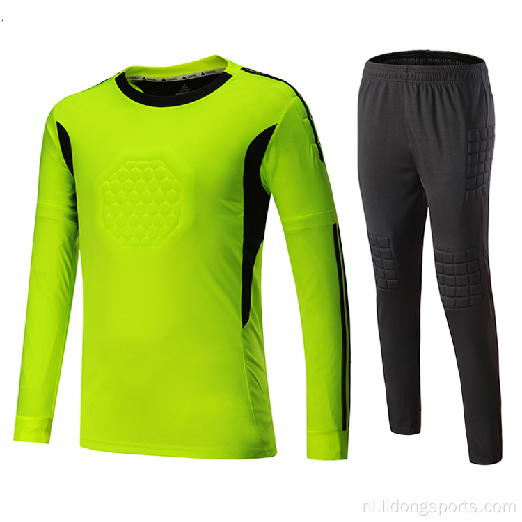 Groothandel aangepaste lange mouwen voetbal keeper jersey