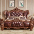Antika lyxiga sovrumsmöbler King size-säng i trä