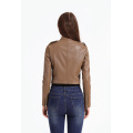 Ladies hot sale leather women jacket with belt