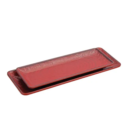 Hammer Rock Surface Long Rectangular Melamine Snack Tray