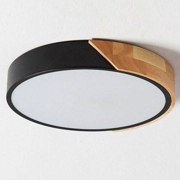 Simple living room bedroom round log ceiling lamp