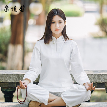 new cotton and linen suit Chinese Martial Arts Clothes Tai Chi Uniform Morning Exercise Sporting Wear Long Sleeves Kung Fu Suit