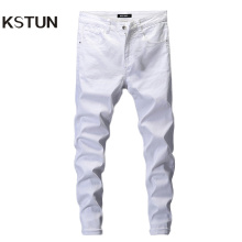 Skinny Jeans Men Solid White Mens Jeans Brand Stretch Casual Men Fashioins Denim Pants Casual Yong Boy Students Trousers Size 42