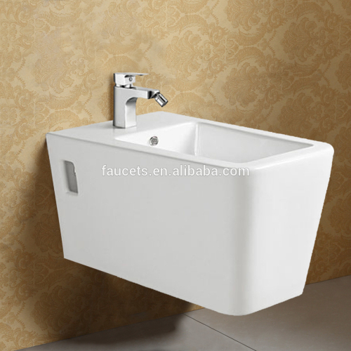 White Glazed Wall Mounted Rectangular Bidet