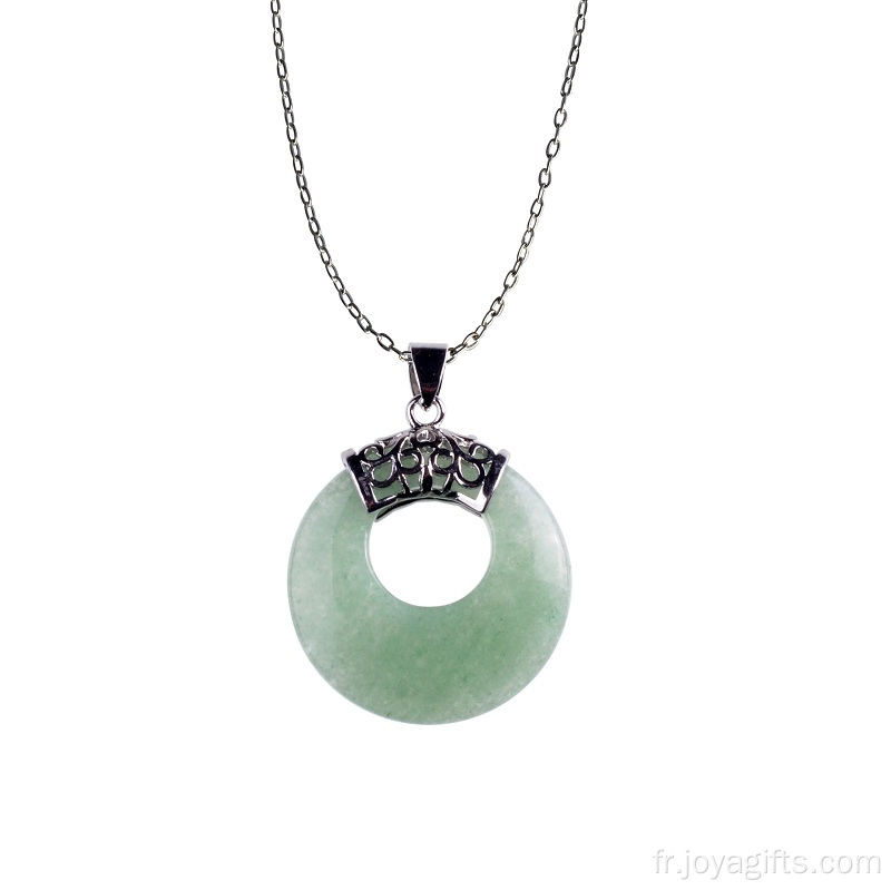 Pièce de monnaie pour femmes Aventurine verte collier pendentif chandail chaîne bijoux