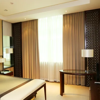 High-Quality 100% Polyester Curtains: Soundproof Rod Drapes for Hotels, Offices, Restaurants, and Living Rooms