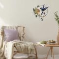 Elegante decorazione da parete floreale in lamiera stagnata con design di colibrì
