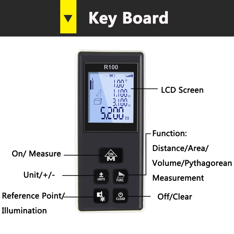 key button R100 Laser distance meter 