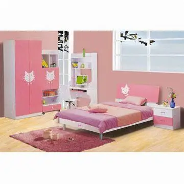 Children's Bedding Set, Made of Solid Wood, Includes Wardrobe and Bookcase