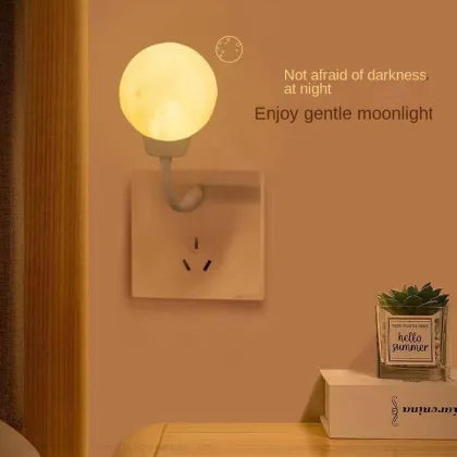 Intelligent Voice-Controlled Moon Night Light with Timing Function for Bedroom and Baby Feeding