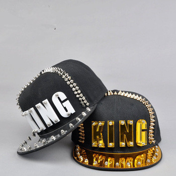 letter king rivet hiphop cap,baseball cap,popular cap made in China