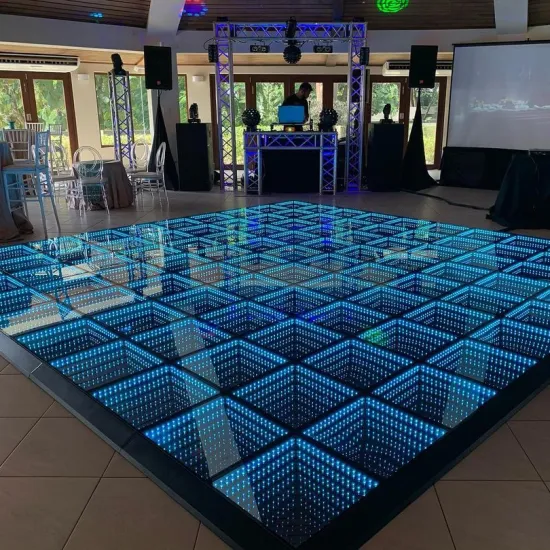 Waterproof Wedding Lights: 3D Infinity LED Mirror Dance Floor Light with Magnetic Installation and Colorful Effects