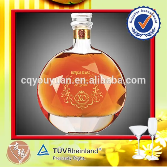 Unique Shape 700ML Brandy Glass Bottles for XO High End Wine Bottle 700ML