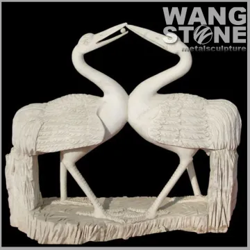 Stone Carved Life Size Garden Kissing Bird Statue