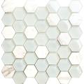 Blanco cristal hexagonal mosaico de mármol