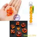 Bescon Mini Translucide Polyédrique RPG Dice Set 10MM, Petit jeu de rôle RPG Jeu Dice Set D4-D20 en Tube, Orange Transparent