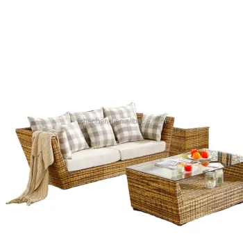 Vintage Leisure Style Real Rattan Wicker Living Room Furniture Set