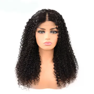 Jerry Curly Closure Lace Cuticle Aligned Human Hair Wigs, Natural Black Long Curly Brazilian Hair Lace Wig For Women