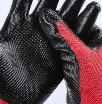 Labor Protection Red and Black Latex Coated Work Gloves