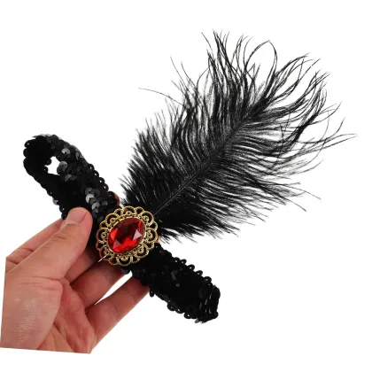 Showgirl Sequin Feathered Headband