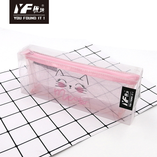 Pencil Bag Hello Kitty Custom transparent waterproof pink cat plastic pencil case Factory