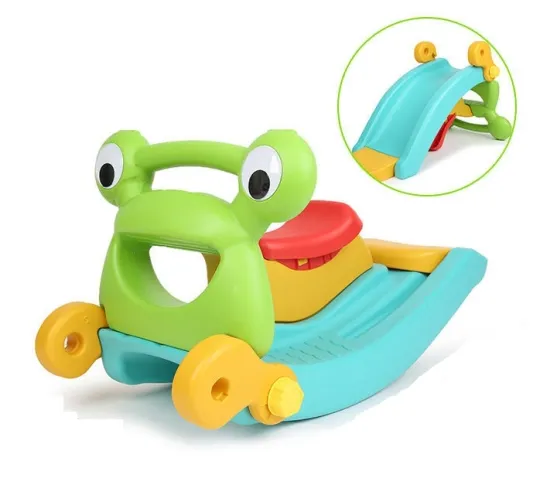 Eco-Friendly Rocking Horse Frog Slide Plastic Ride-On Toy for Kids