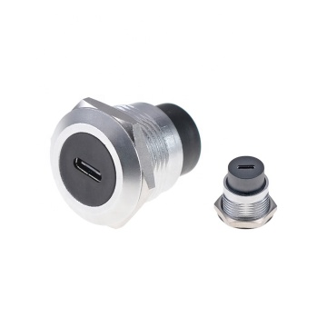 Zinc Alloy Type-C Female to Female Round USB-C Panel Mount Socket