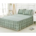 Pure color simple washed lace bedcover bedskirt sets