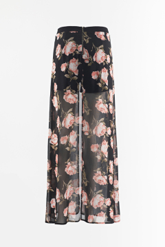 Chiffon print wide trousers